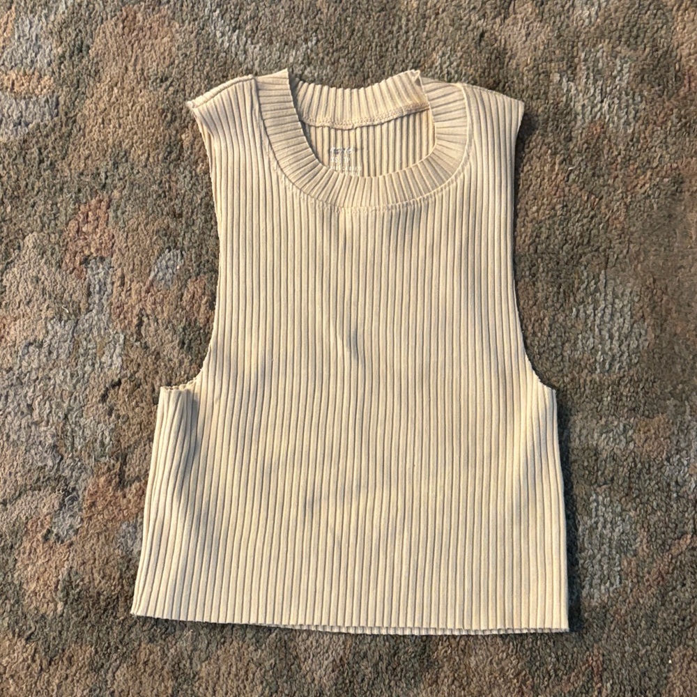 Aerie Ribbed Sleeveless Top in Cream